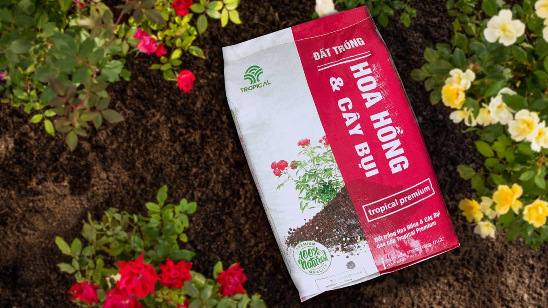 Đất trồng Hoa hồng và cây bụi Tropical Premium bao 20dm3 (~11kg)