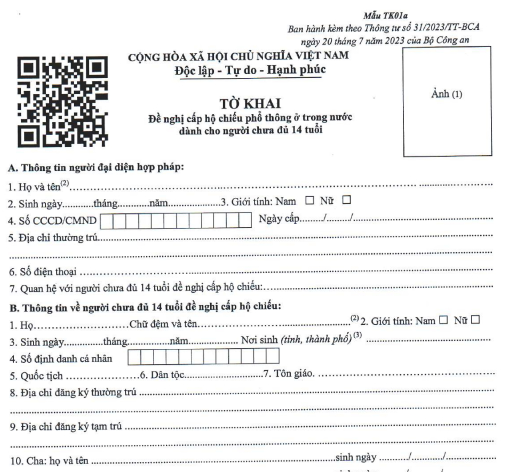 Mẫu đơn xin cấp hộ chiếu phổ thông cho người dưới 14 tuổi mới nhất vào năm 2023? Tải mẫu tờ khai ở đâu?